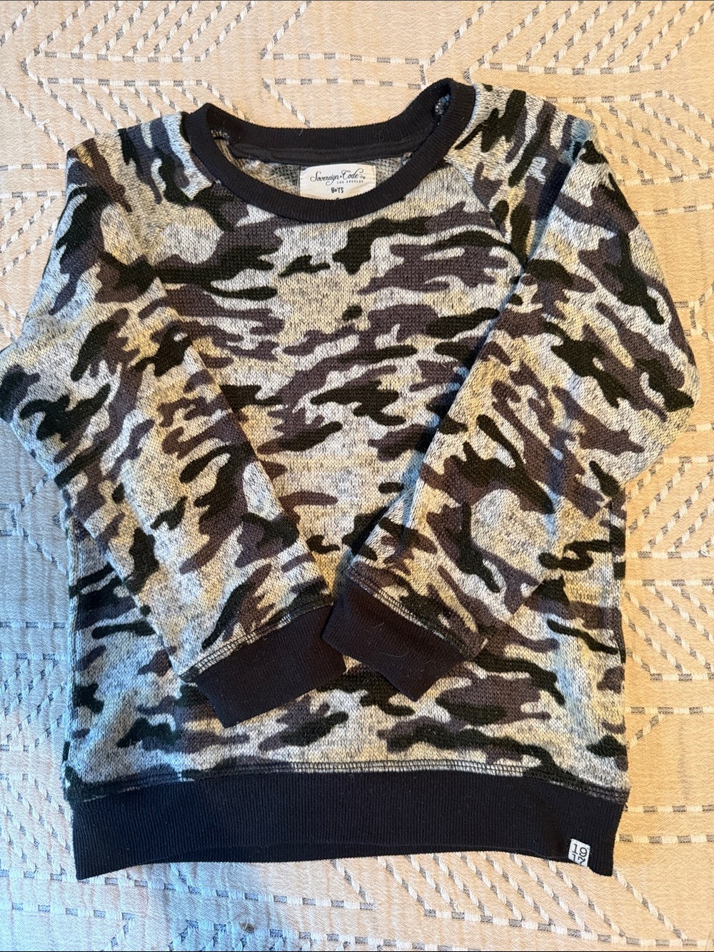 Sovereign Code Boys Camo Crewneck Sweater - Black/Gray/Green